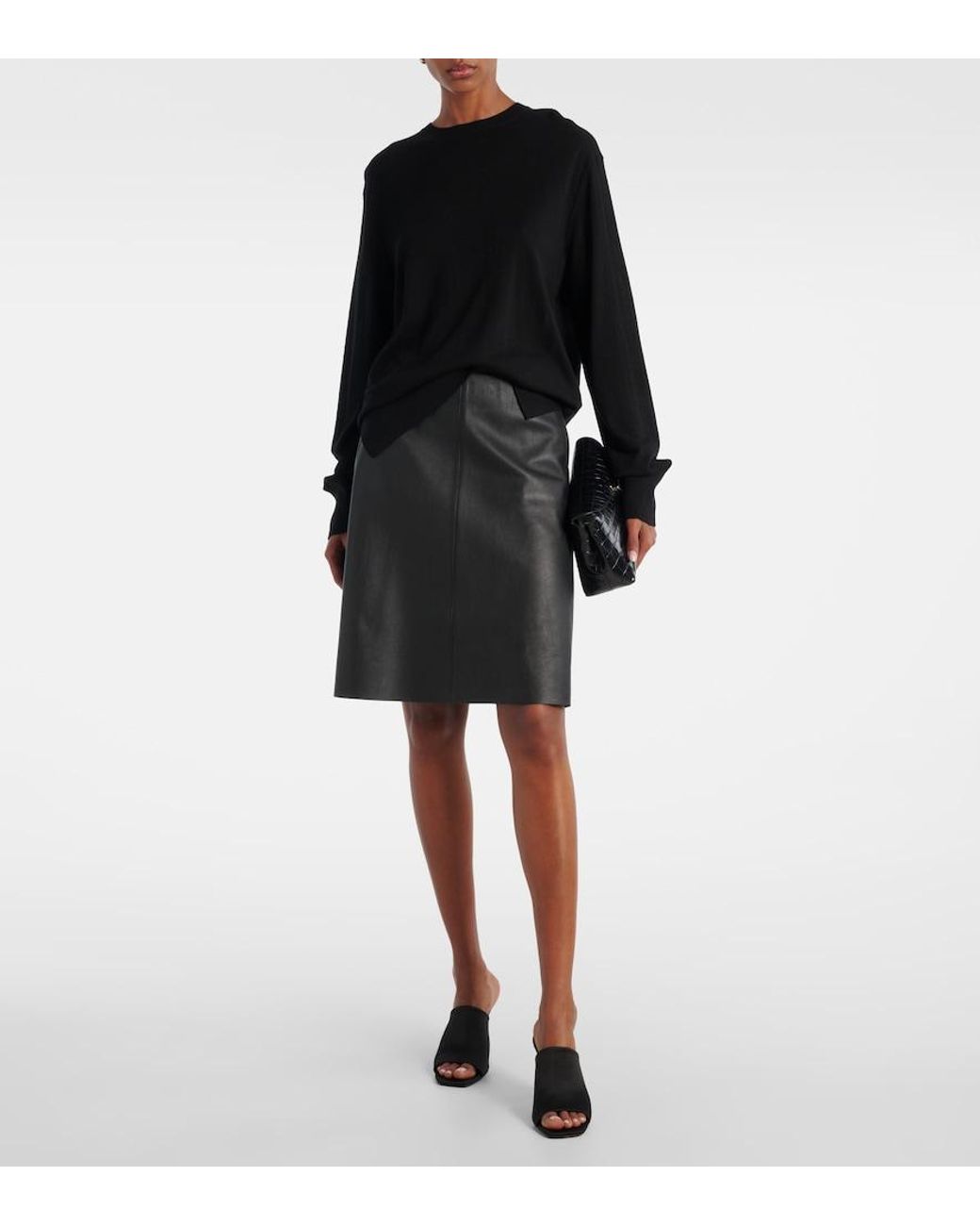 Totême  Black 85 Satin Mules