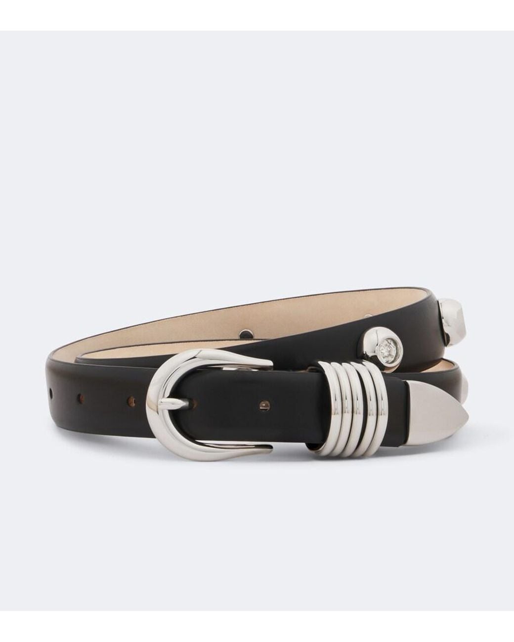 DEHANCHE Black Hollyhock Embellished Leather Belt