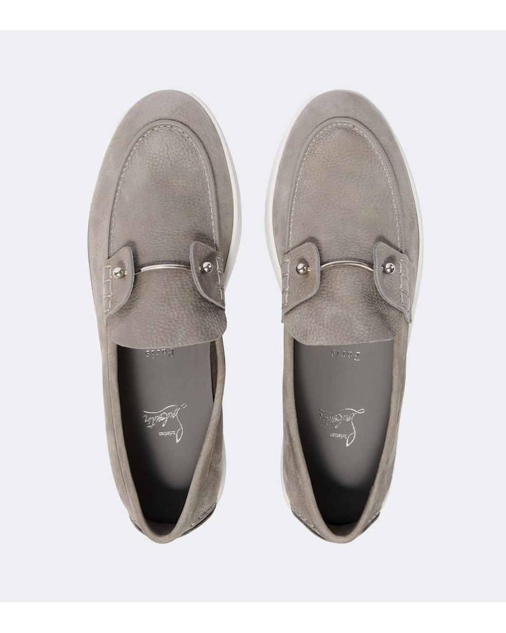 Christian Louboutin White Chambeliboat Leather Slip-On Shoes for men