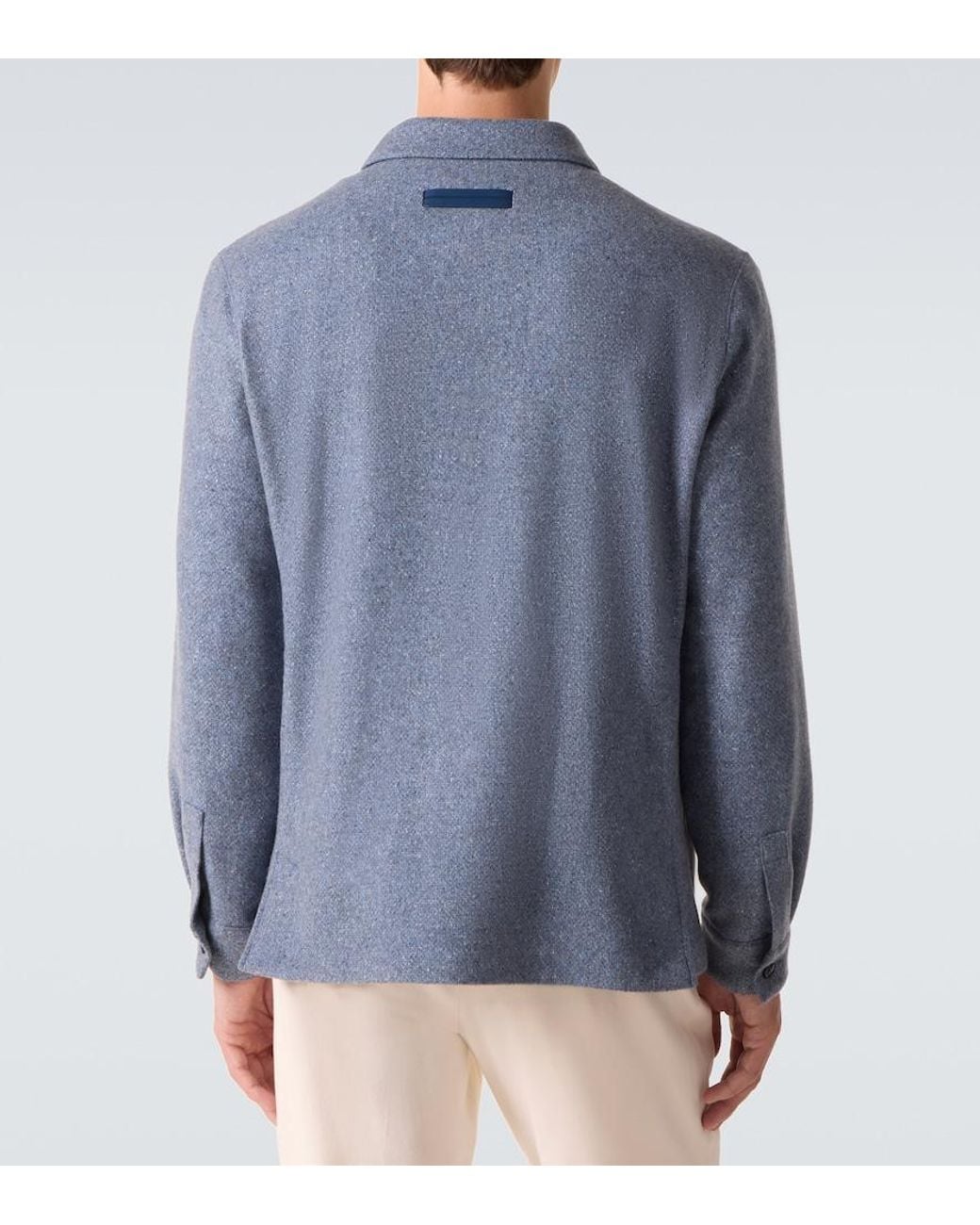Zegna Blue Cashmere And Silk Overshirt for men