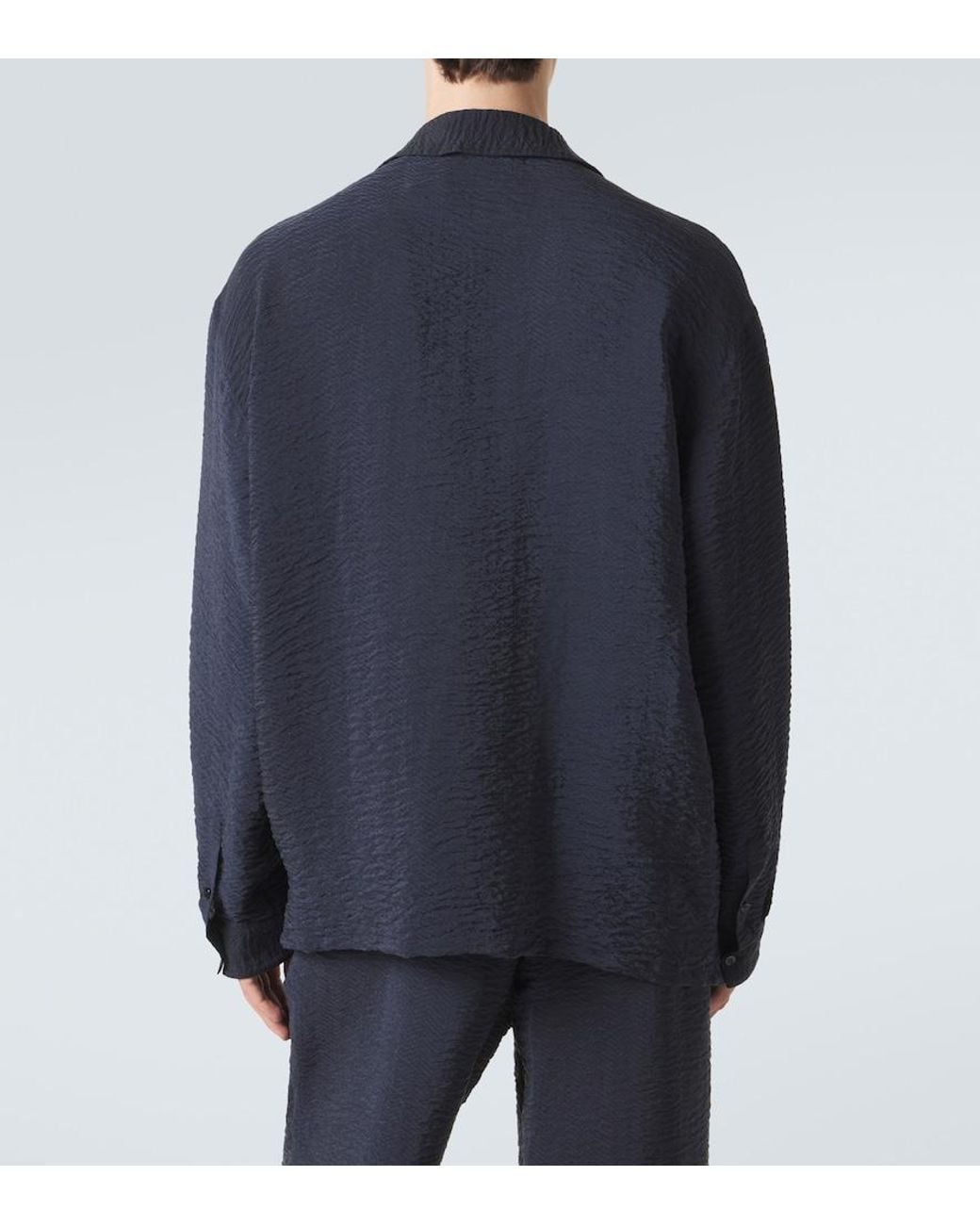 Giorgio Armani Blue Seersucker Polo Shirt for men