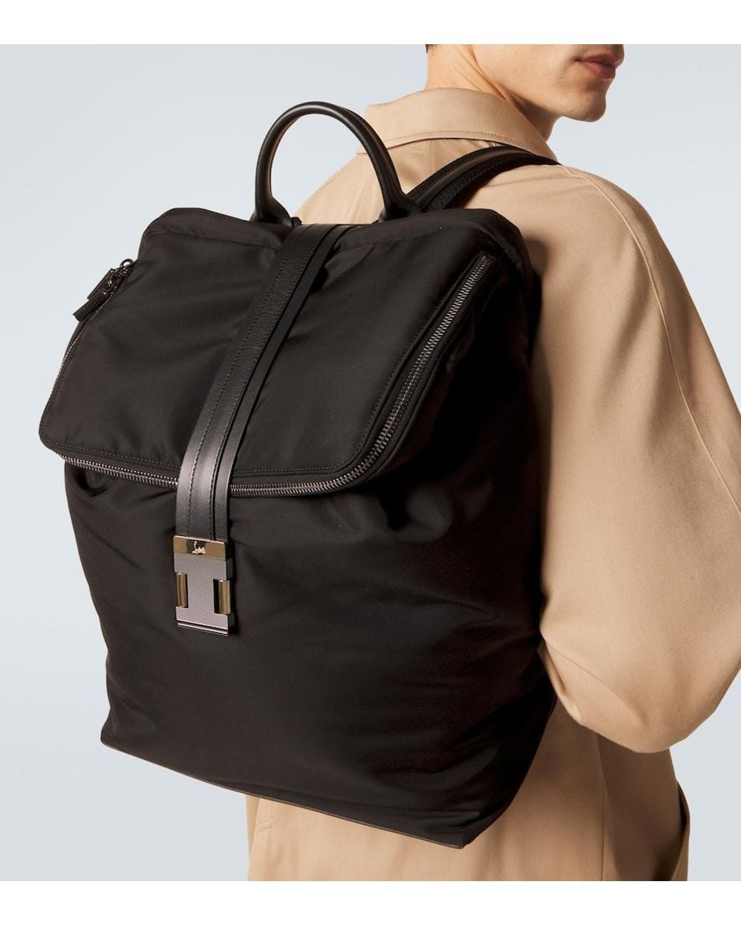 Christian Louboutin Black Nox Leather-Trimmed Backpack for men