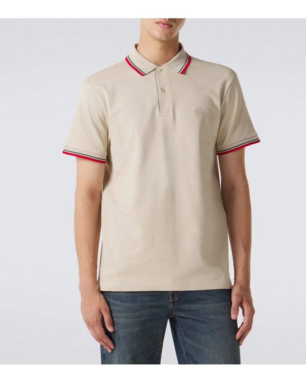 Gucci Natural Cotton-Blend Pique Polo Shirt for men