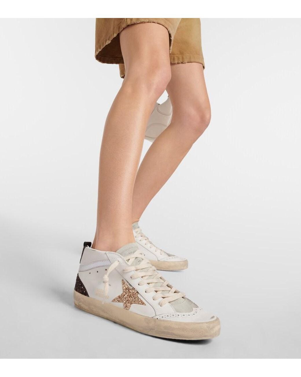 Golden Goose Mid-Cut Sports Shoes 'Mid Star Classic' in White