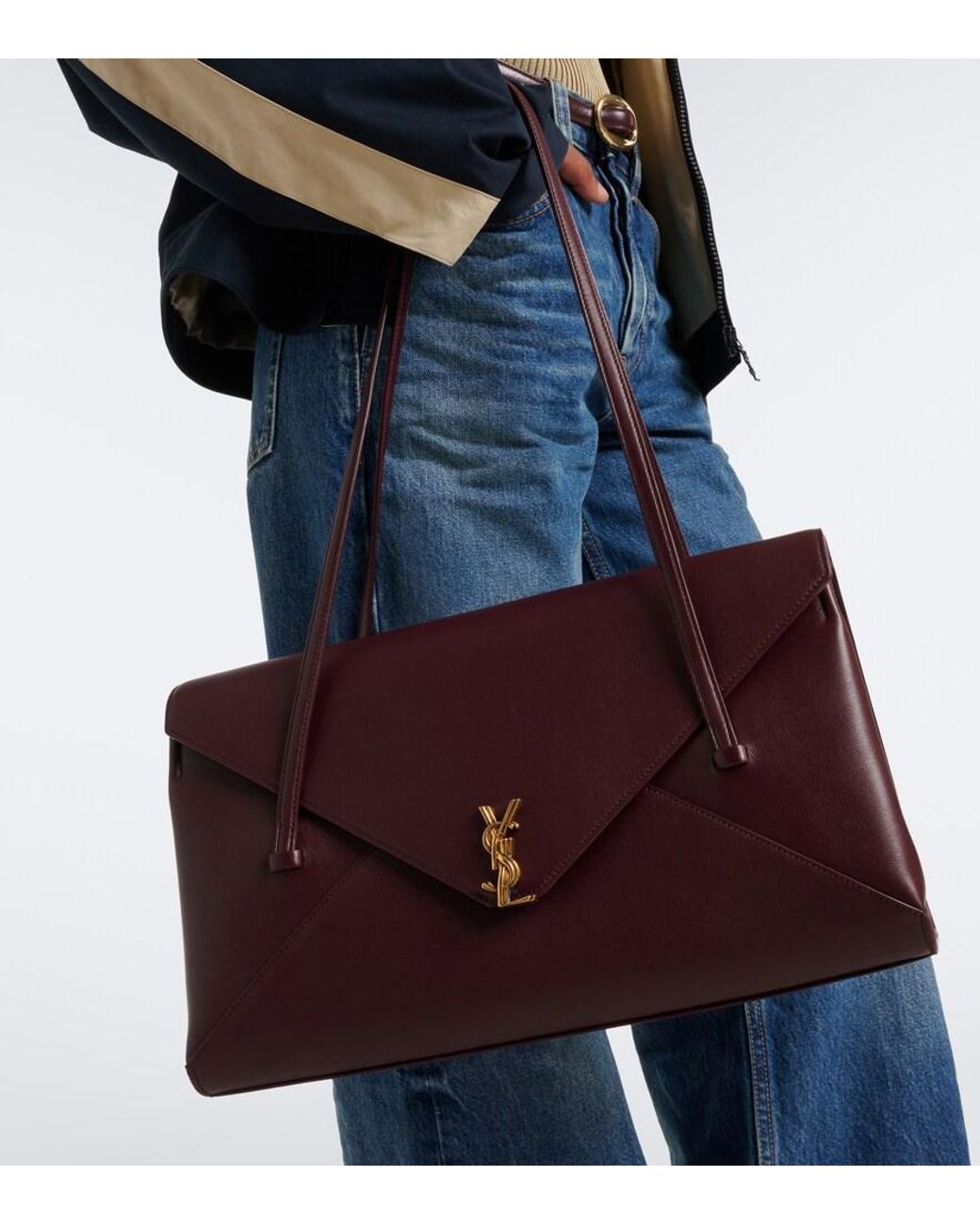 Saint Laurent Purple Simone Medium Leather Shoulder Bag