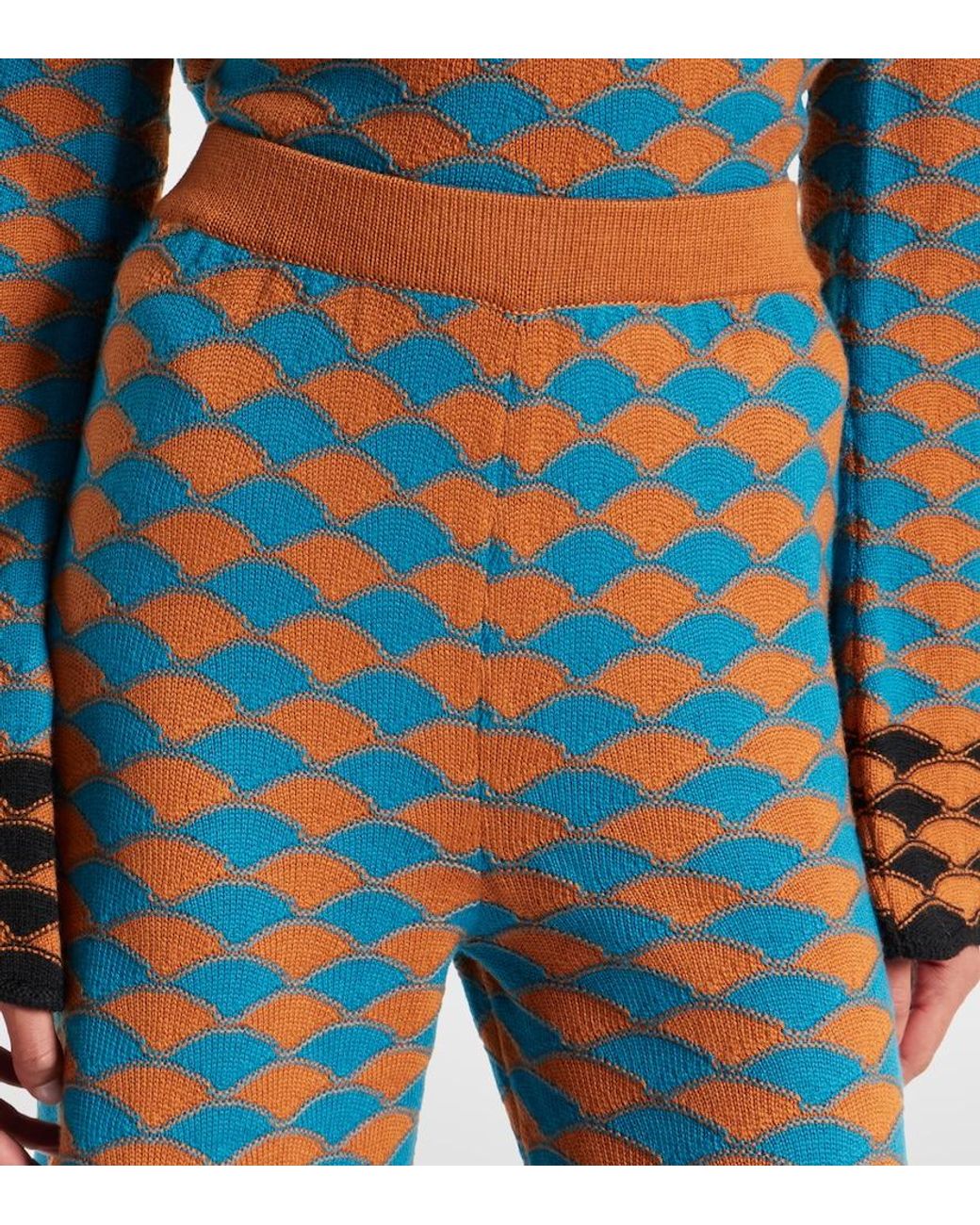 LaDoubleJ Blue Intarsia Knitted Straight Wool Pants