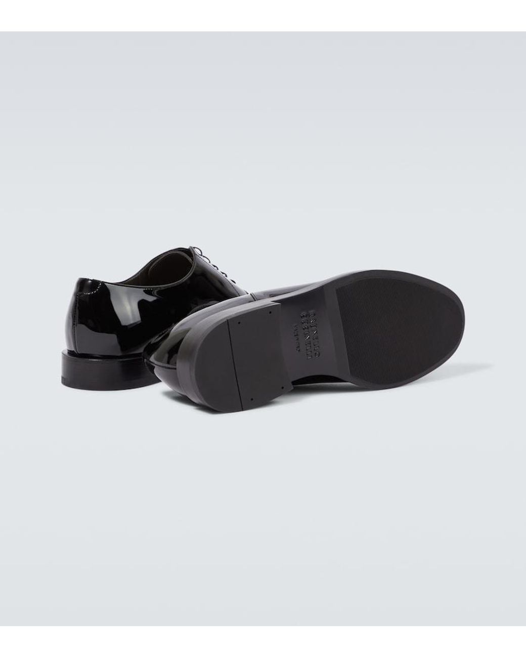 Brunello Cucinelli Black Patent Leather Oxford Shoes for men