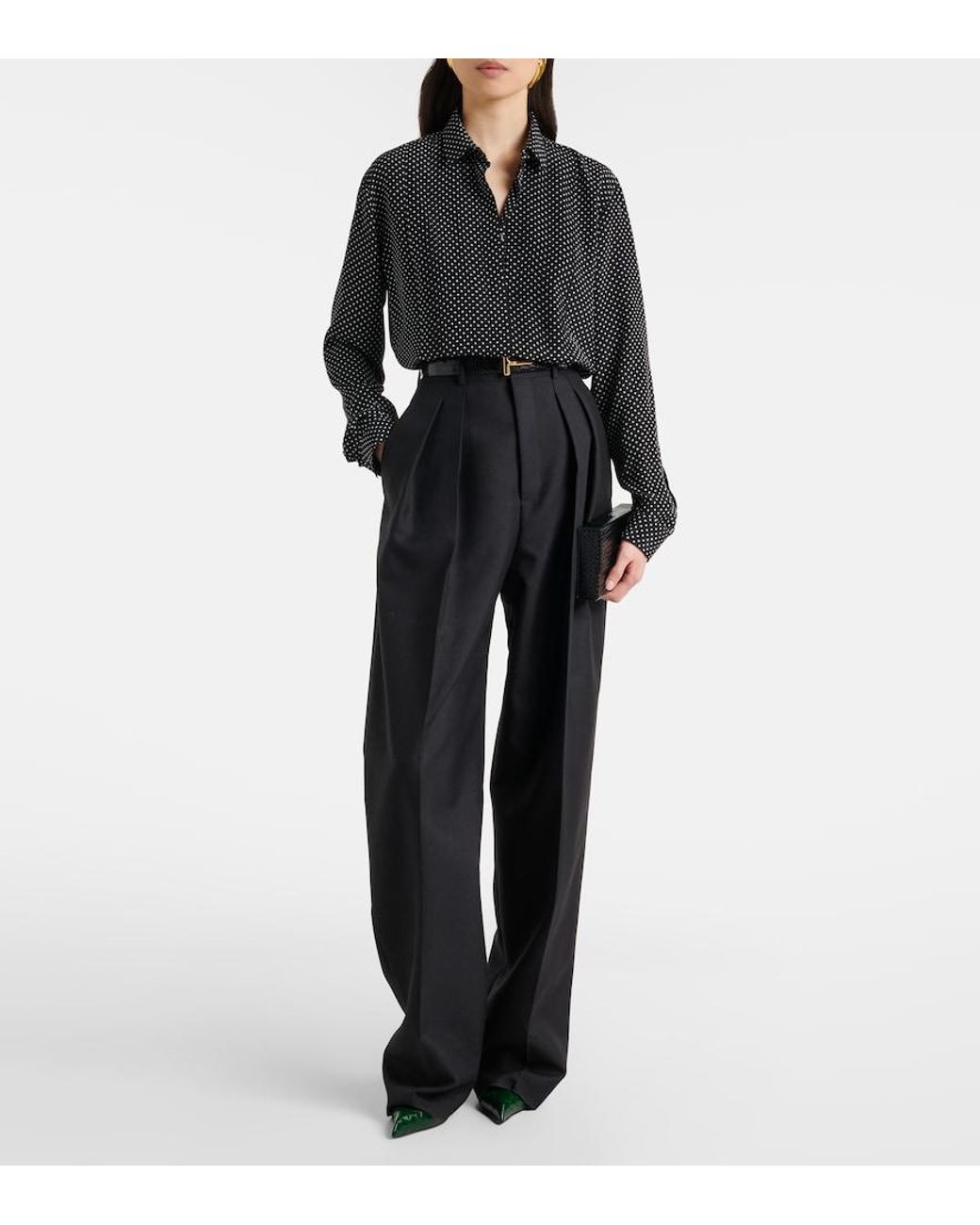 Tom Ford Black Polka-Dot Silk Shirt
