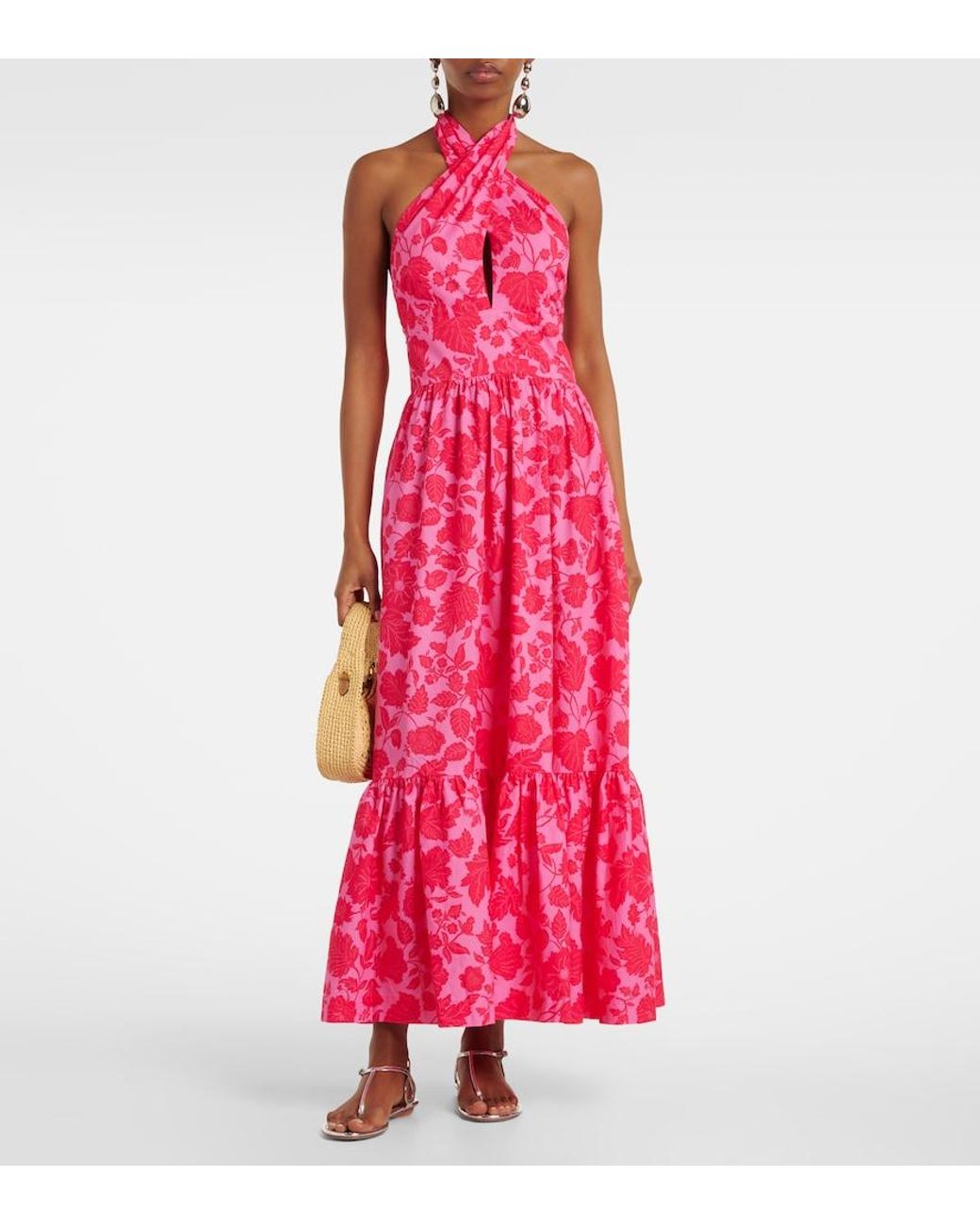 Heidi Klein Pink Fairhaven Floral Cotton-Blend Maxi Dress