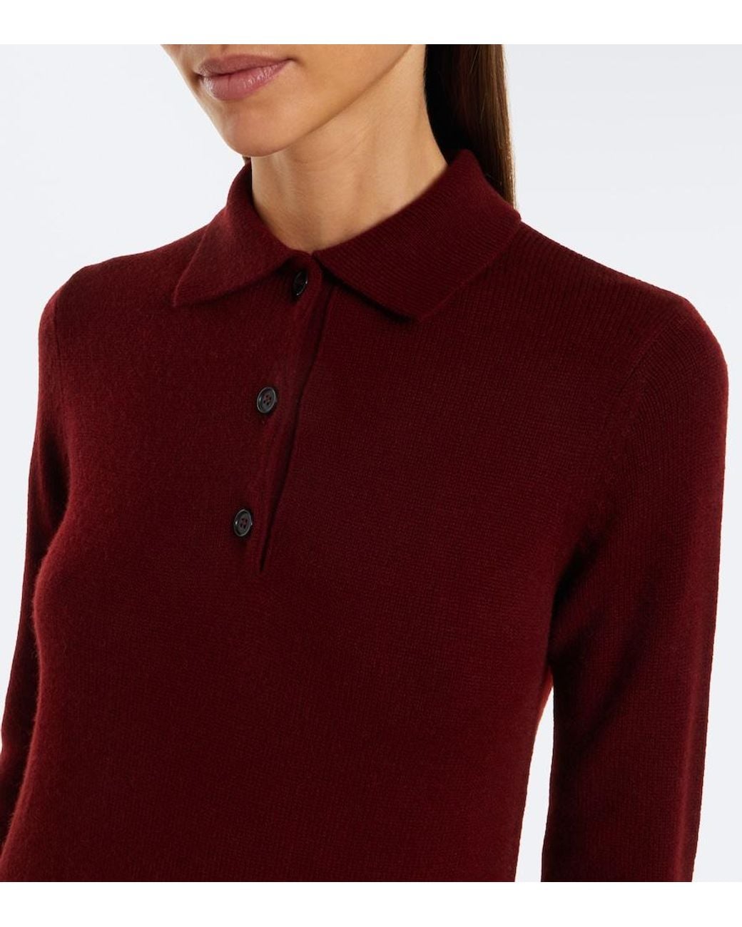 Max Mara Red Wool And Cashmere Polo Dress