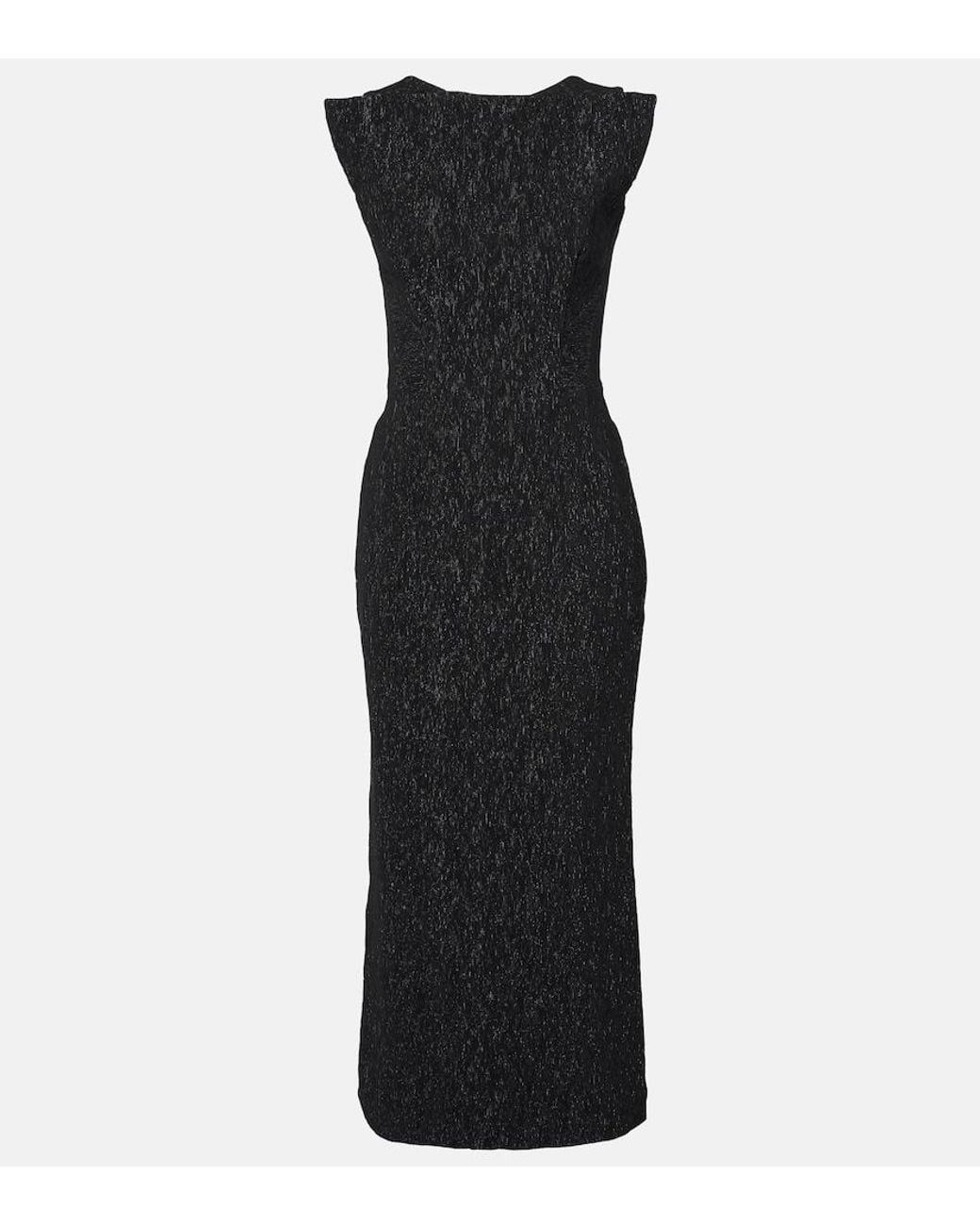Maticevski Black Singular Open-Back Lame Cocktail Dress