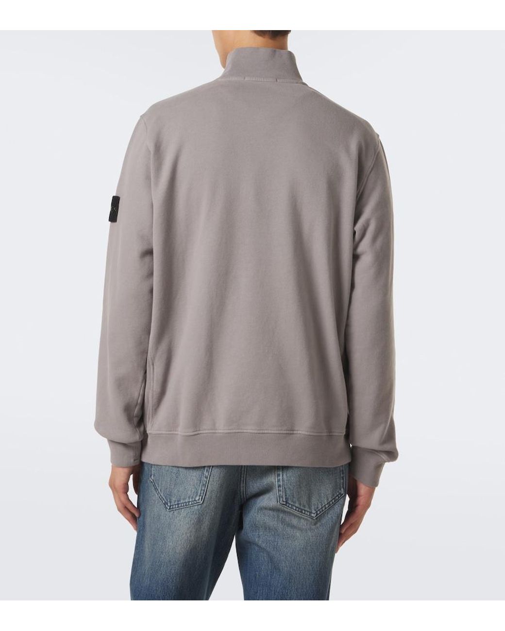 Stone Island Gray Compass Cotton Fleece Sweatshirt for men