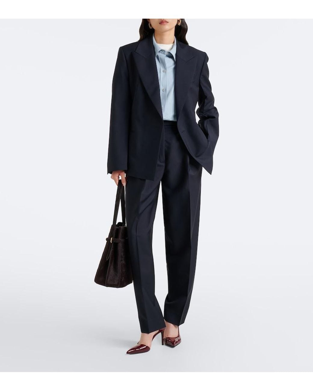 Rohe Blue Double-Breasted Wool And Mohair Blazer