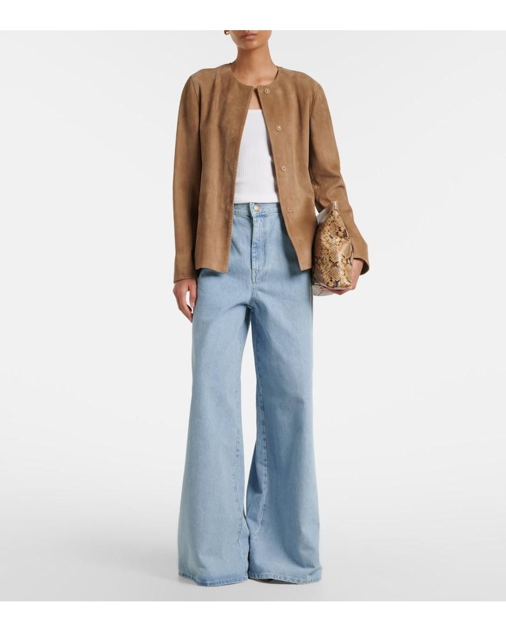 Max Mara Blue High-Rise Wide-Leg Jeans