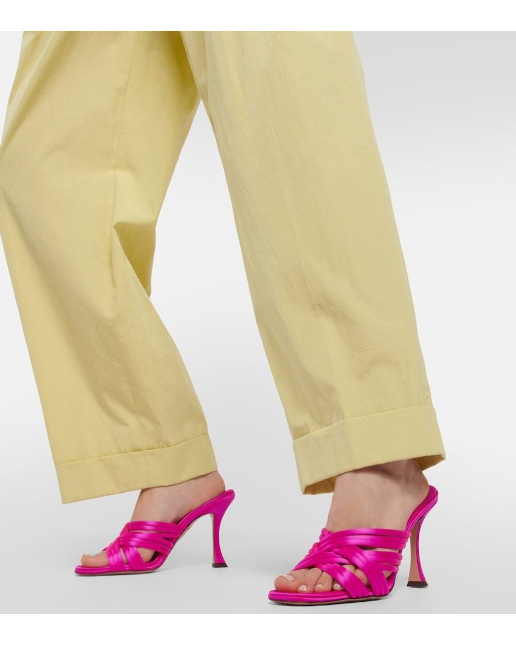 Aquazzura Pink Oahu 95 Satin Mules