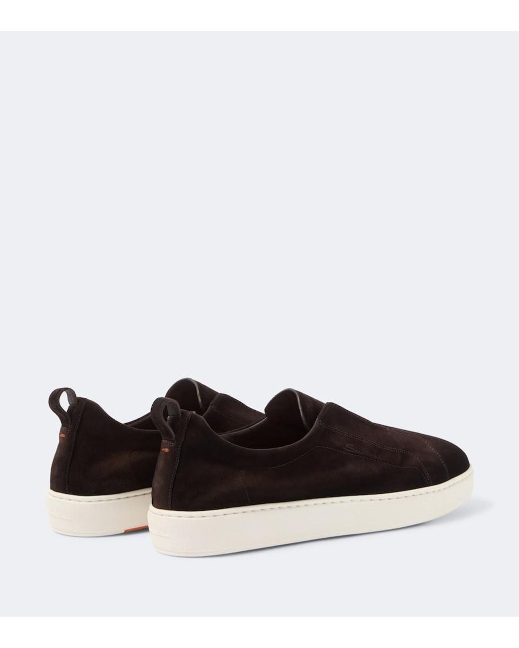 Santoni Brown Suede Slip-On Sneakers for men