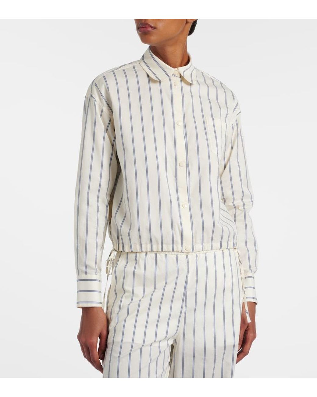 Moncler White Striped Cotton And Silk Shirt