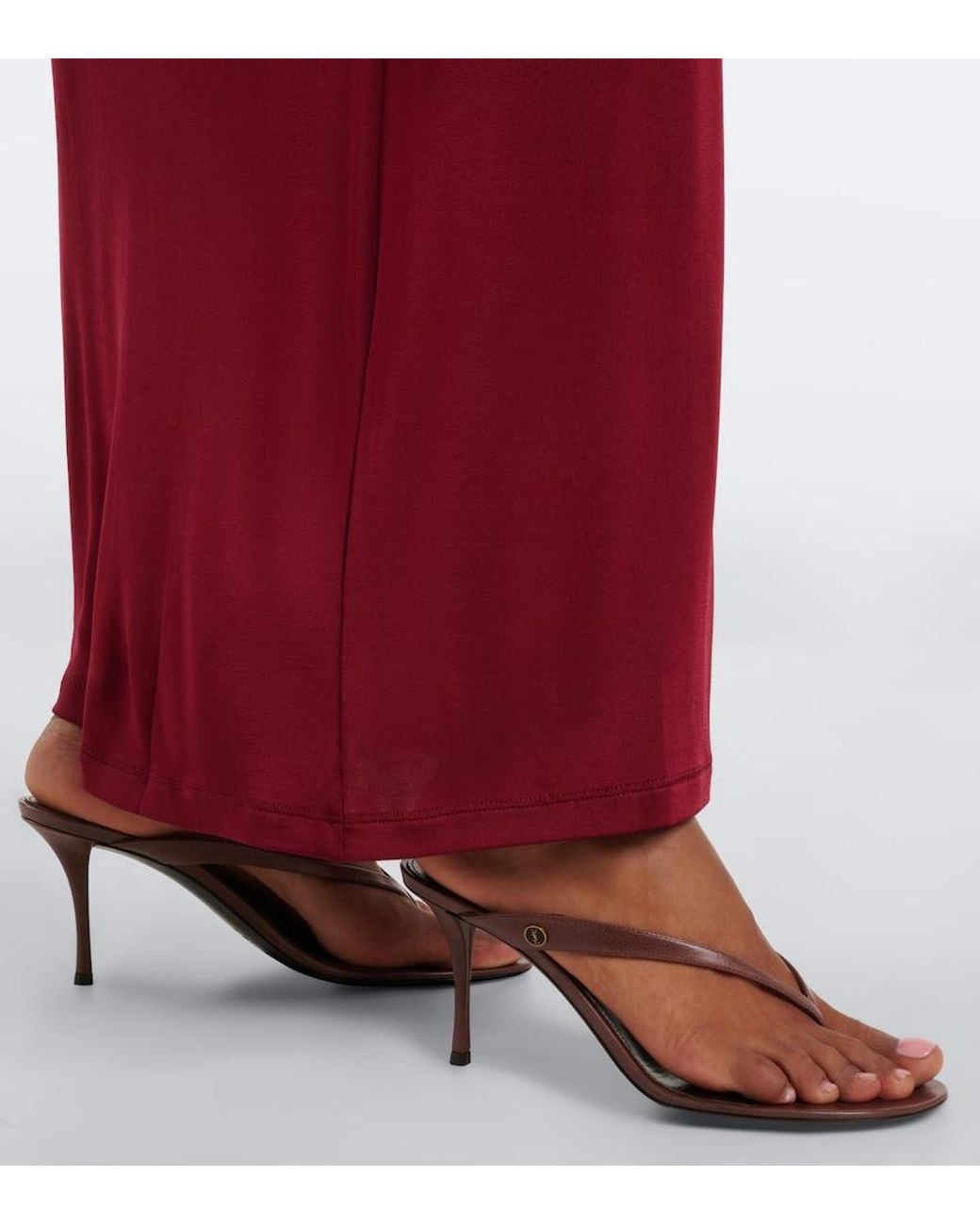 Saint Laurent Black Sue Leather Thong Sandals