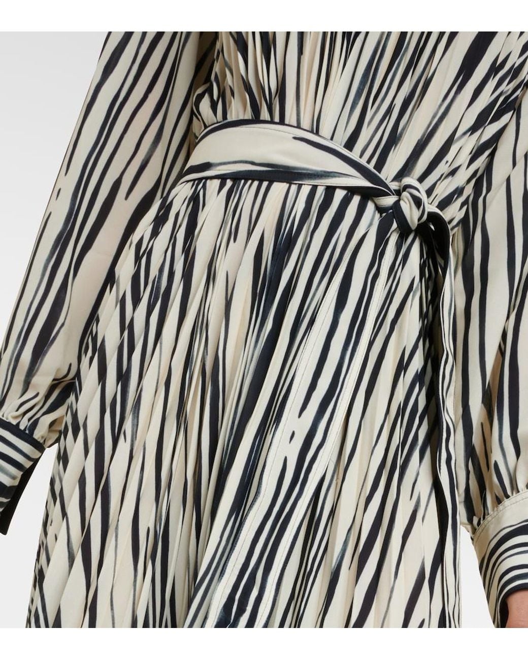 Proenza Schouler Natural Carol Striped Chiffon Midi Dress