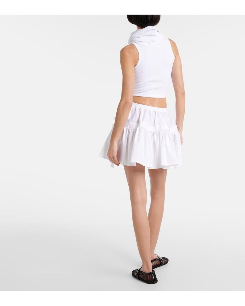 Alaïa White Poplin Skater Mini Skirt