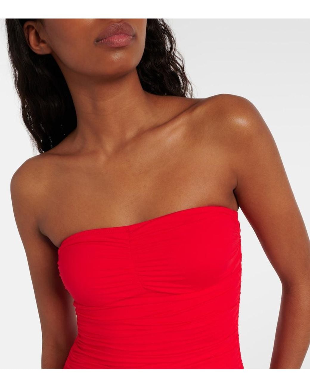 Melissa Odabash Red Sydney Strapless Swimsuit