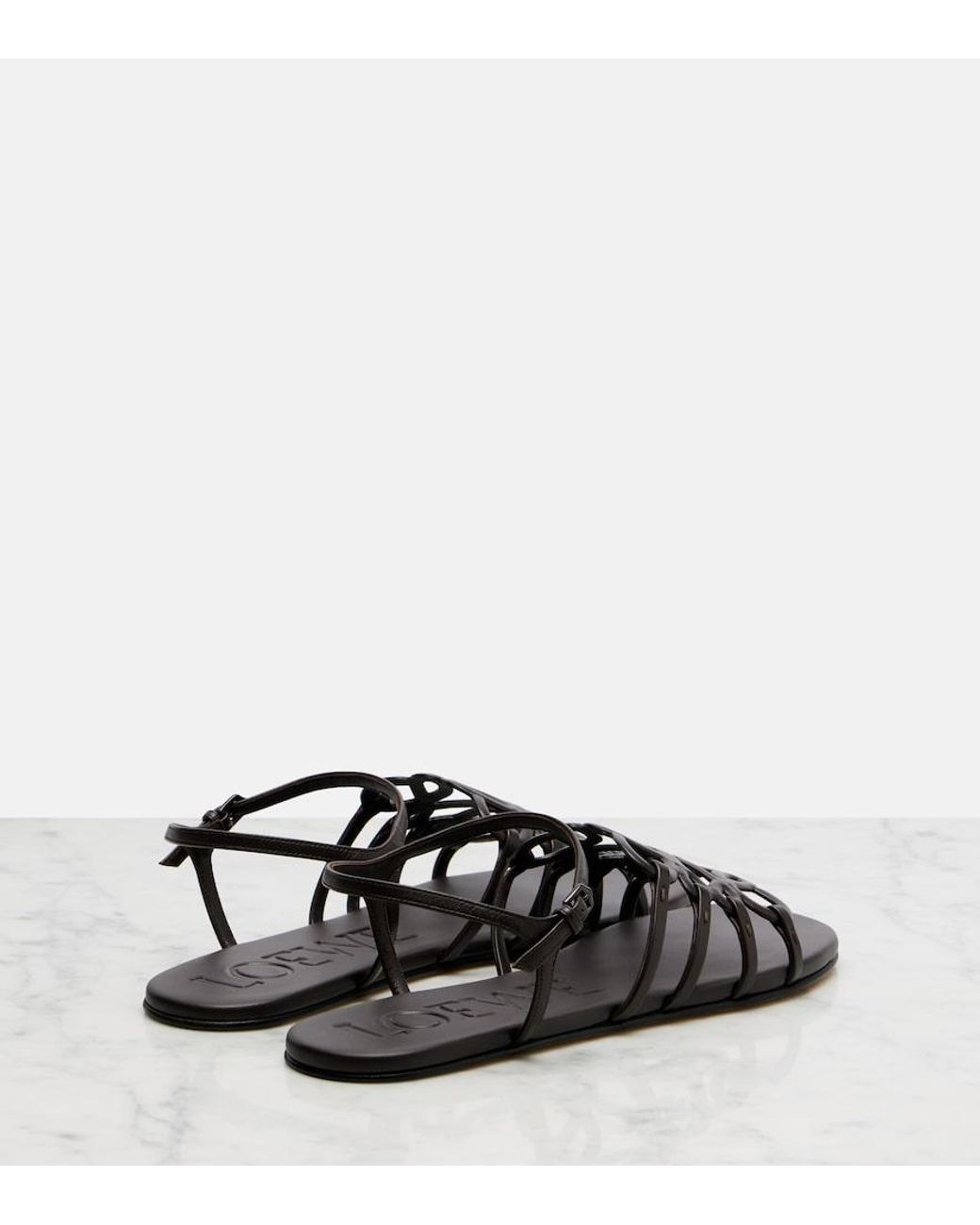 Loewe Black Paula's Ibiza Petal Anagram Leather Sandals
