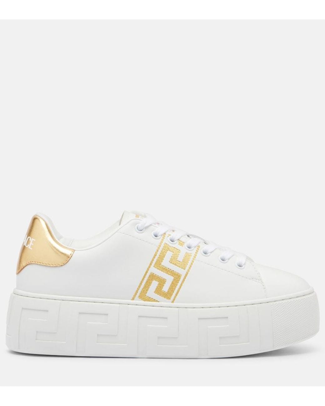 Versace White Greca Embroidered Sneakers