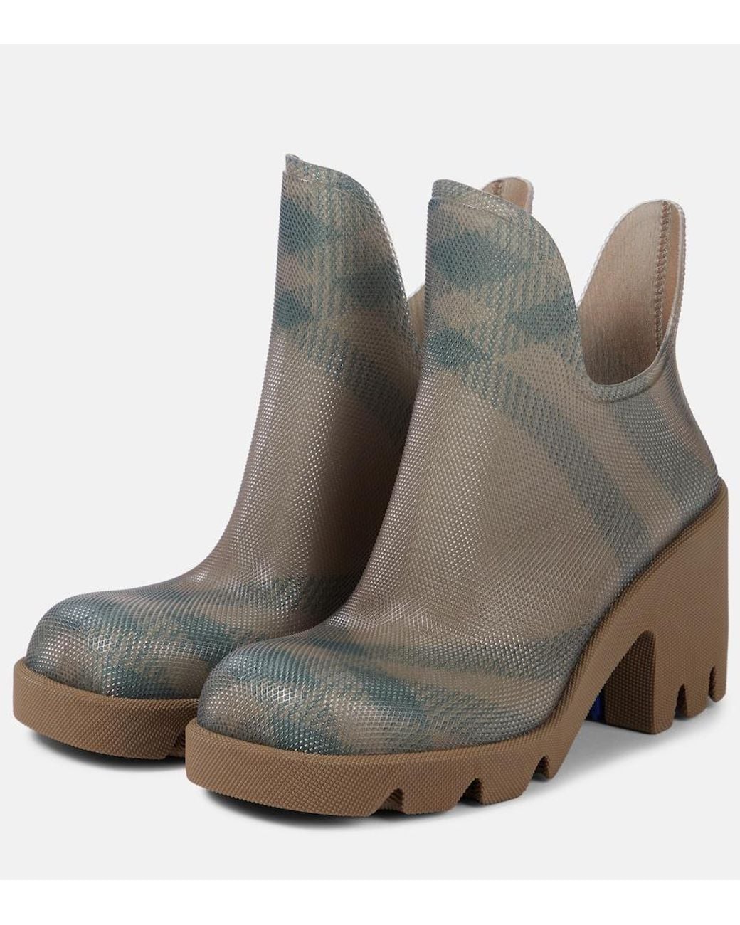 Burberry Brown Rubber Marsh Heel Boots