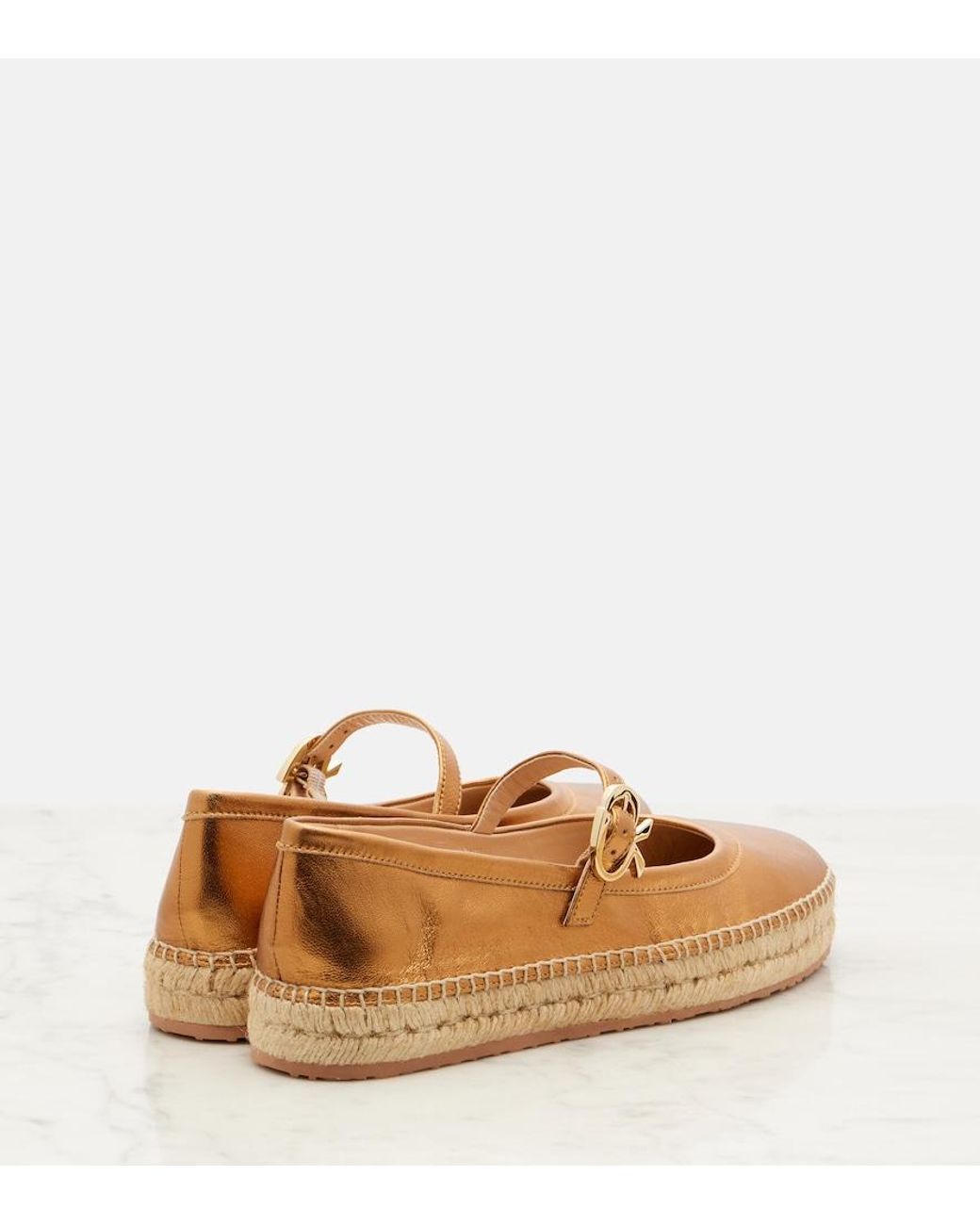 Gianvito Rossi Brown Elda Metallic Leather Espadrilles