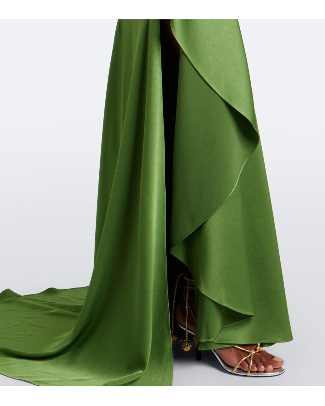 Alex Perry Green Draped Crepe Satin Gown