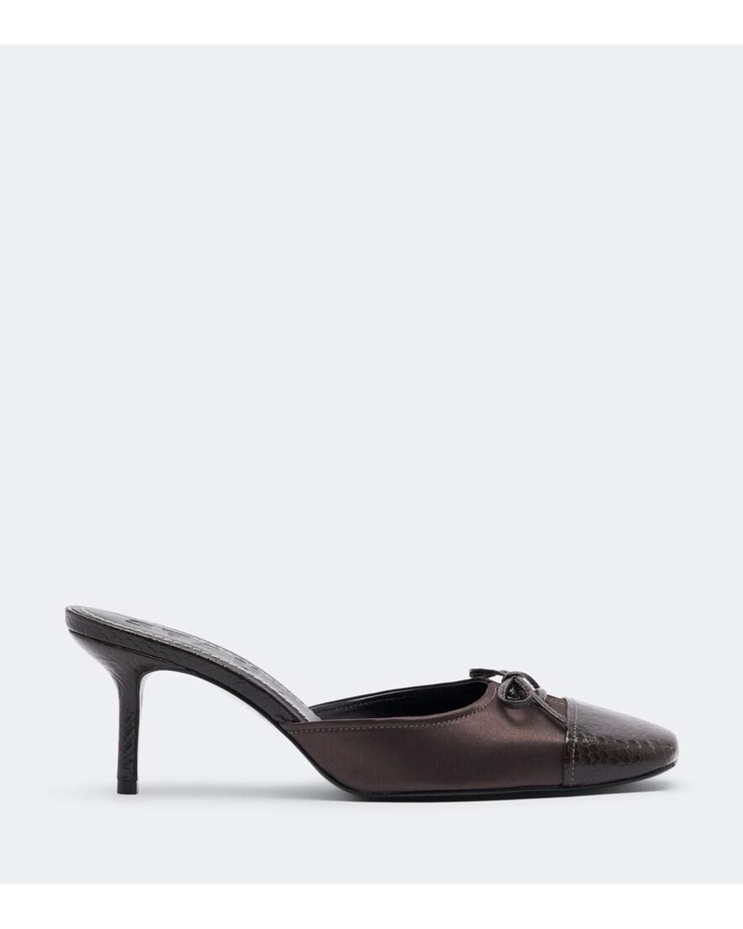 Staud Gray Faye Leather-Trimmed Satin Mules