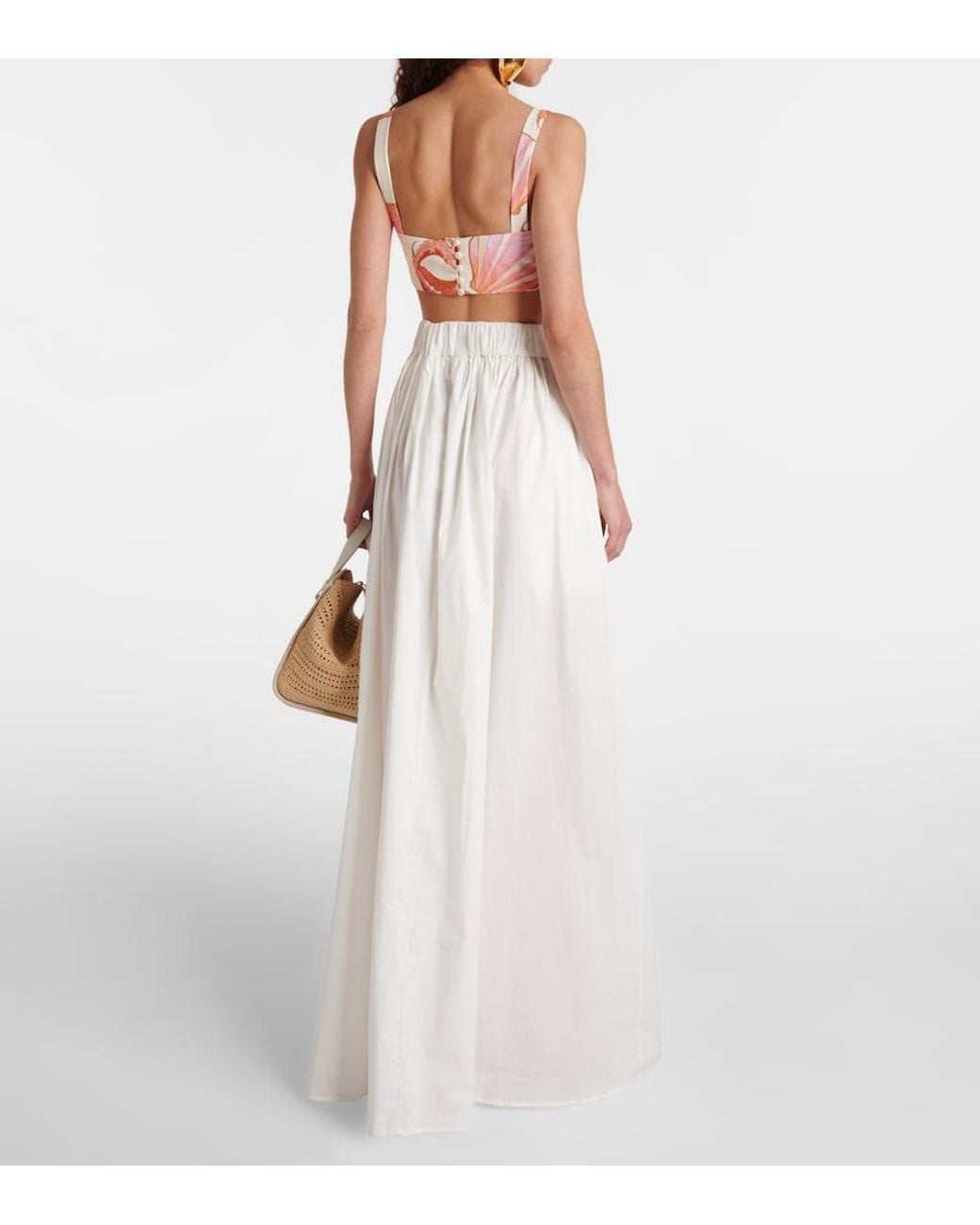 Adriana Degreas White Cotton Poplin Maxi Skirt