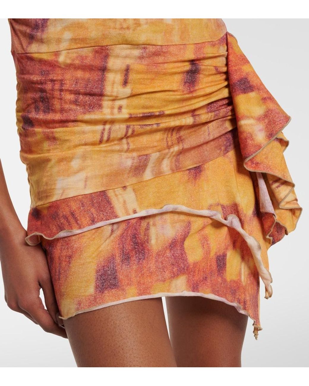 Isabel Marant Orange Janick Printed Ruffled Cotton Minidress