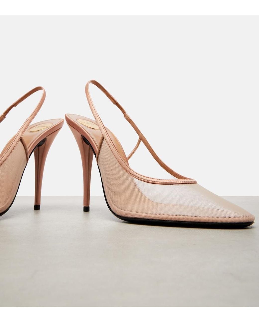 Saint Laurent White Anita 110 Mesh Slingback Pumps