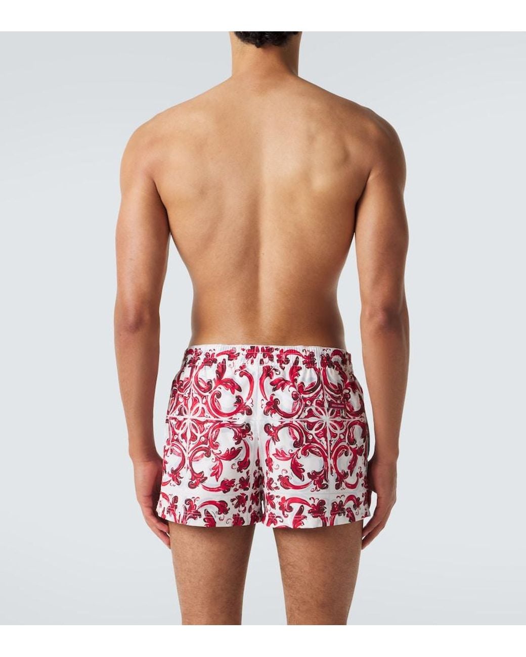 Dolce & Gabbana Red Majolica Swim Trunks for men