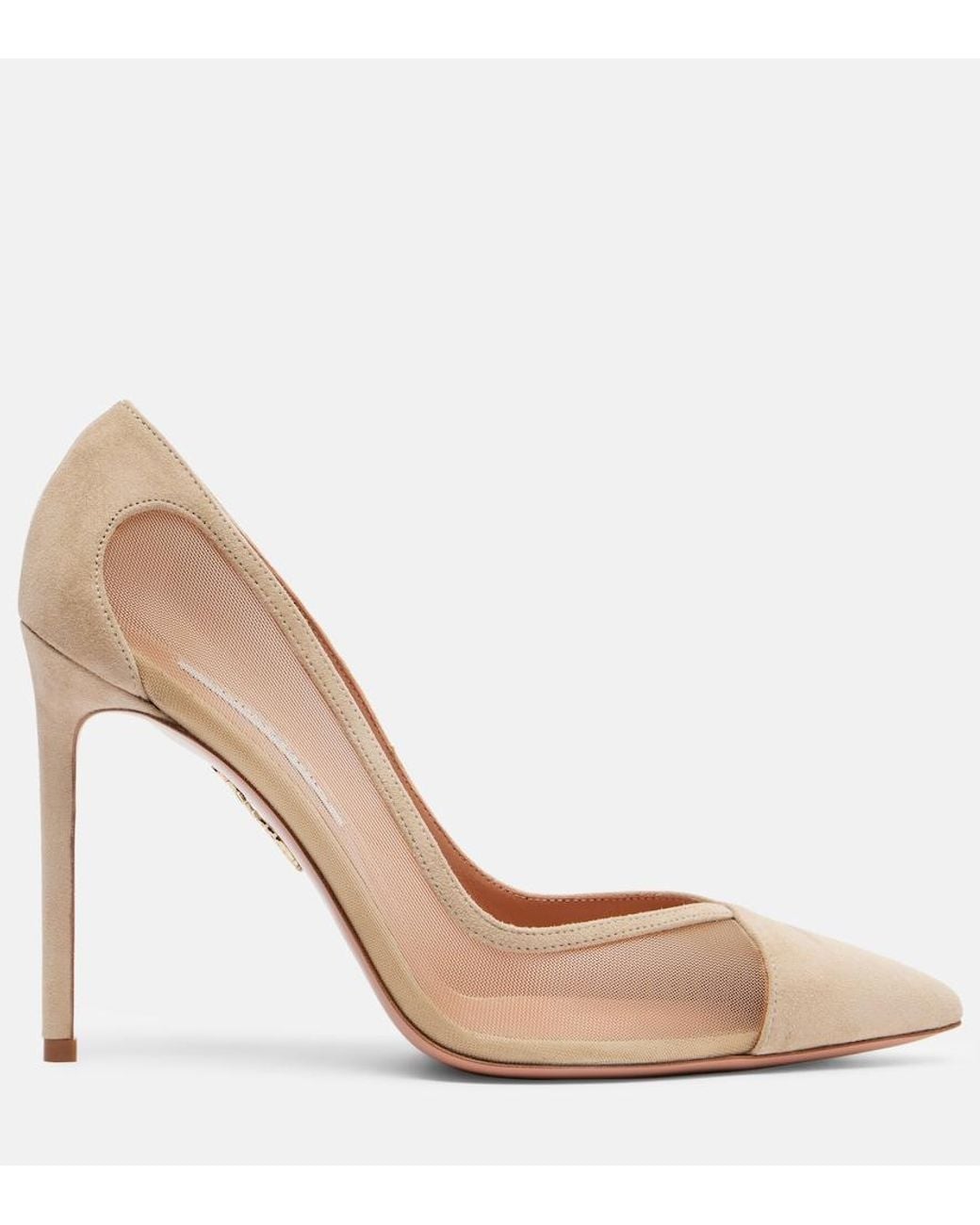 Aquazzura Natural Studio 105 Mesh And Suede Pumps