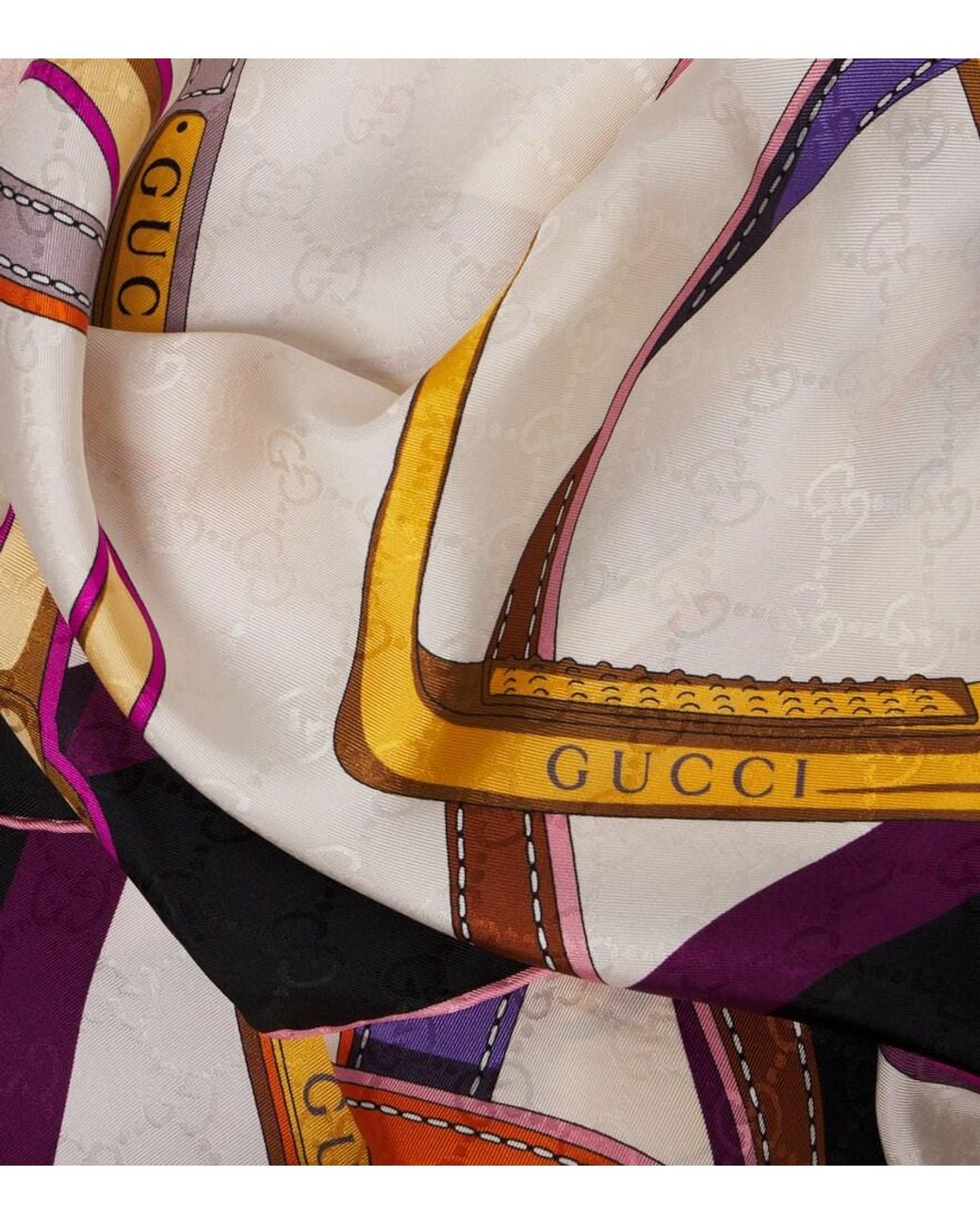 Gucci Blue Printed Silk Twill Scarf