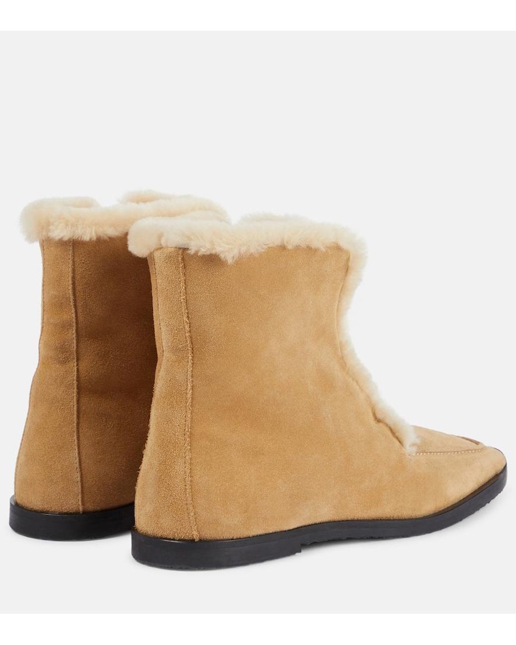 Totême Natural Shearling-Lined Suede Ankle Boots