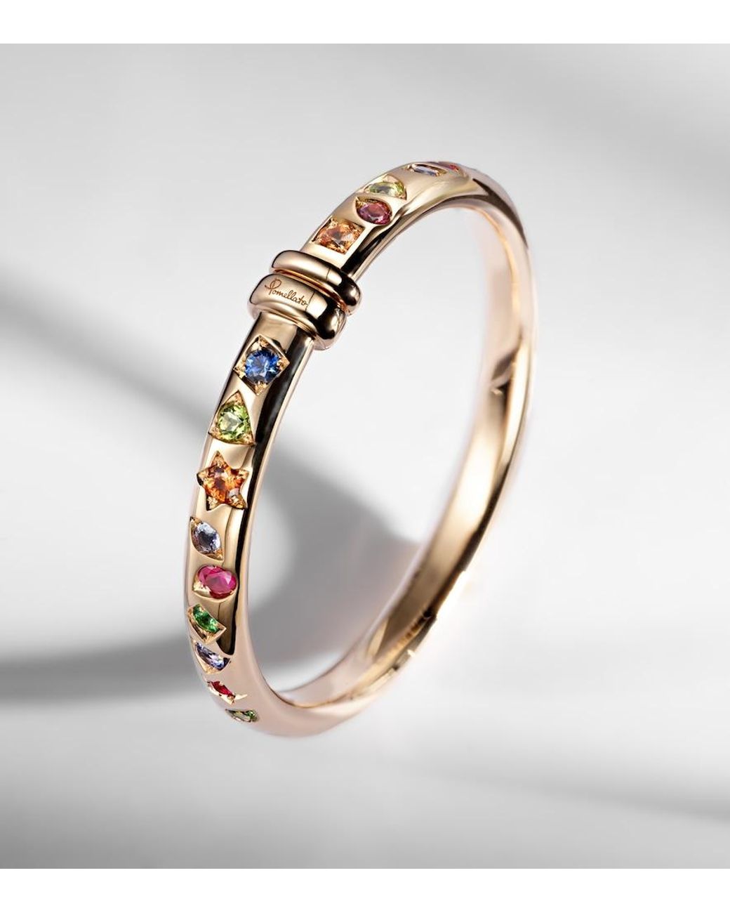 Pomellato Metallic Iconica 18Kt Rose Bangle With Gemstones