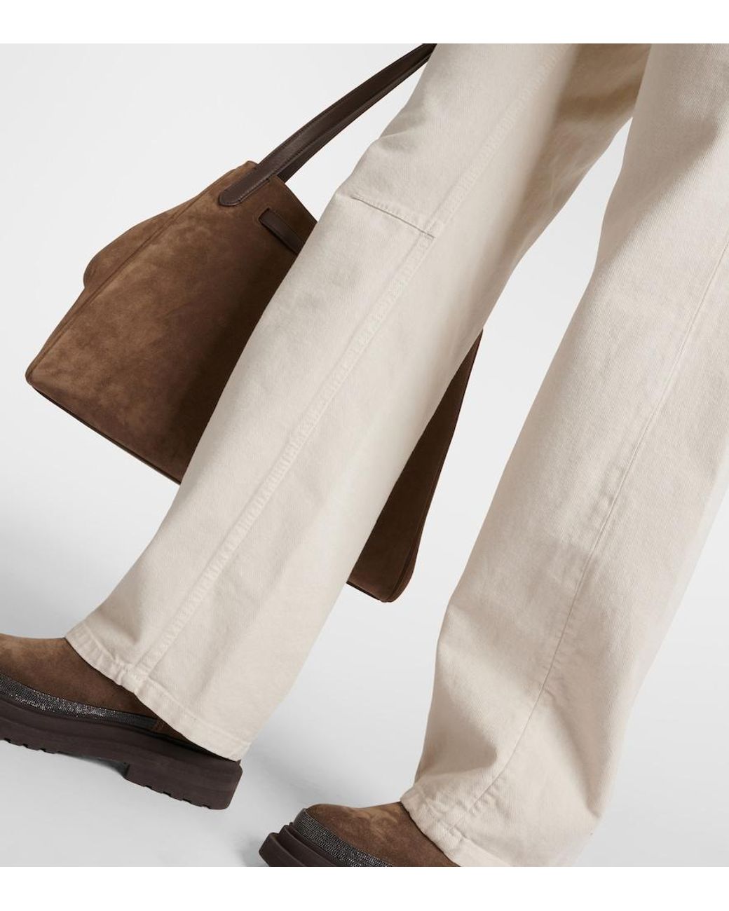 Brunello Cucinelli Natural Mid-Rise Straight Jeans