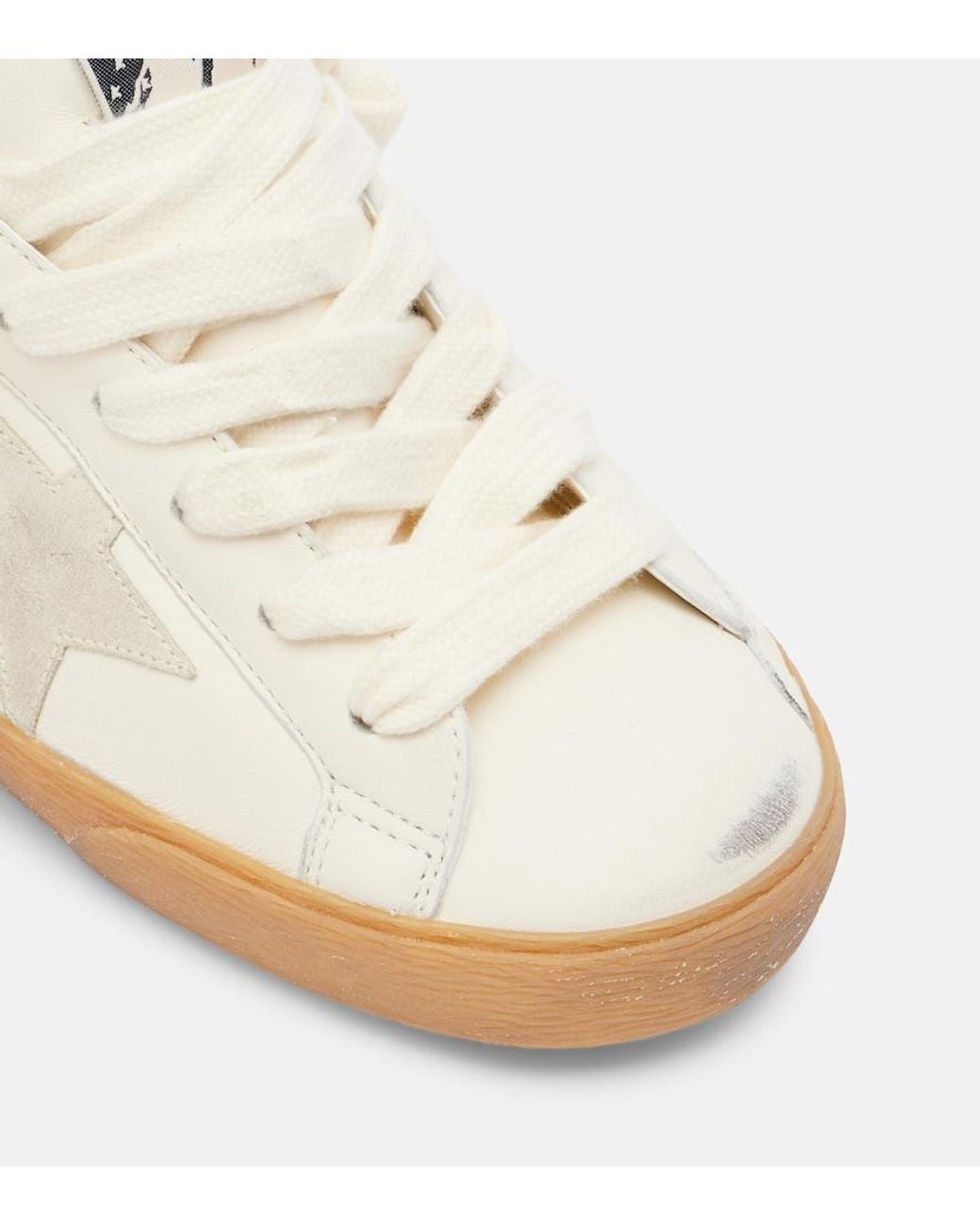 Golden Goose Deluxe Brand White Super-Star Shearling-Lined Leather Sneakers