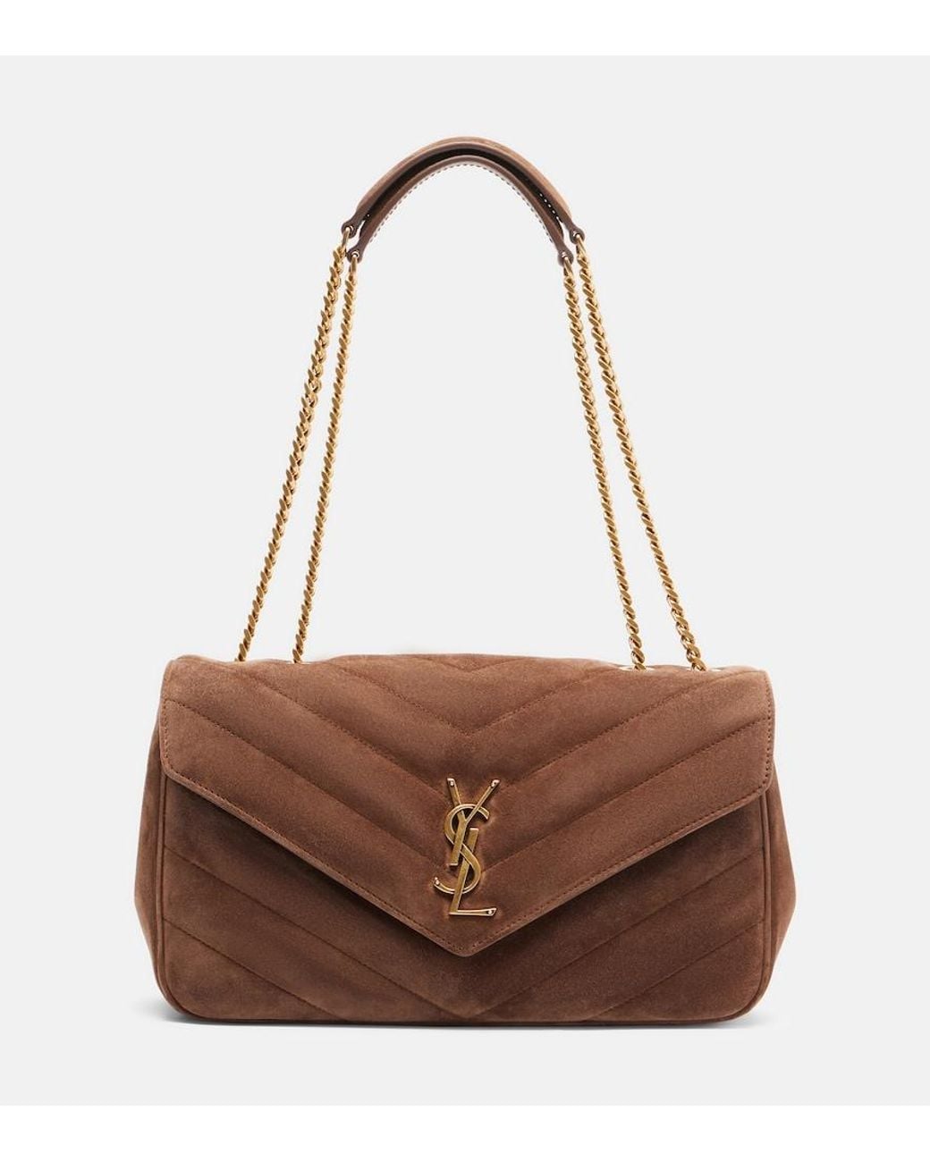 Saint Laurent Brown Loulou Medium Suede Shoulder Bag