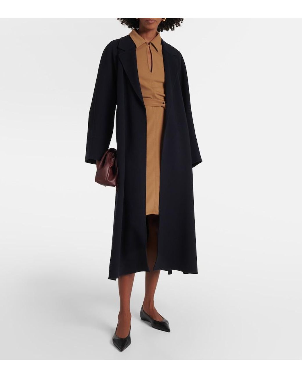 Max Mara Brown Dorema Belted Jersey Minidress