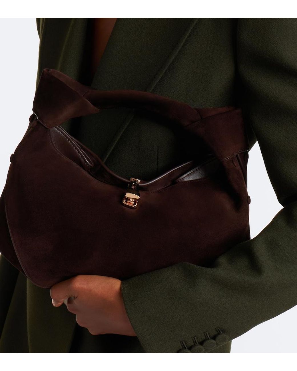 Gabriela Hearst Black Antonia Mini Suede Top Handle Bag