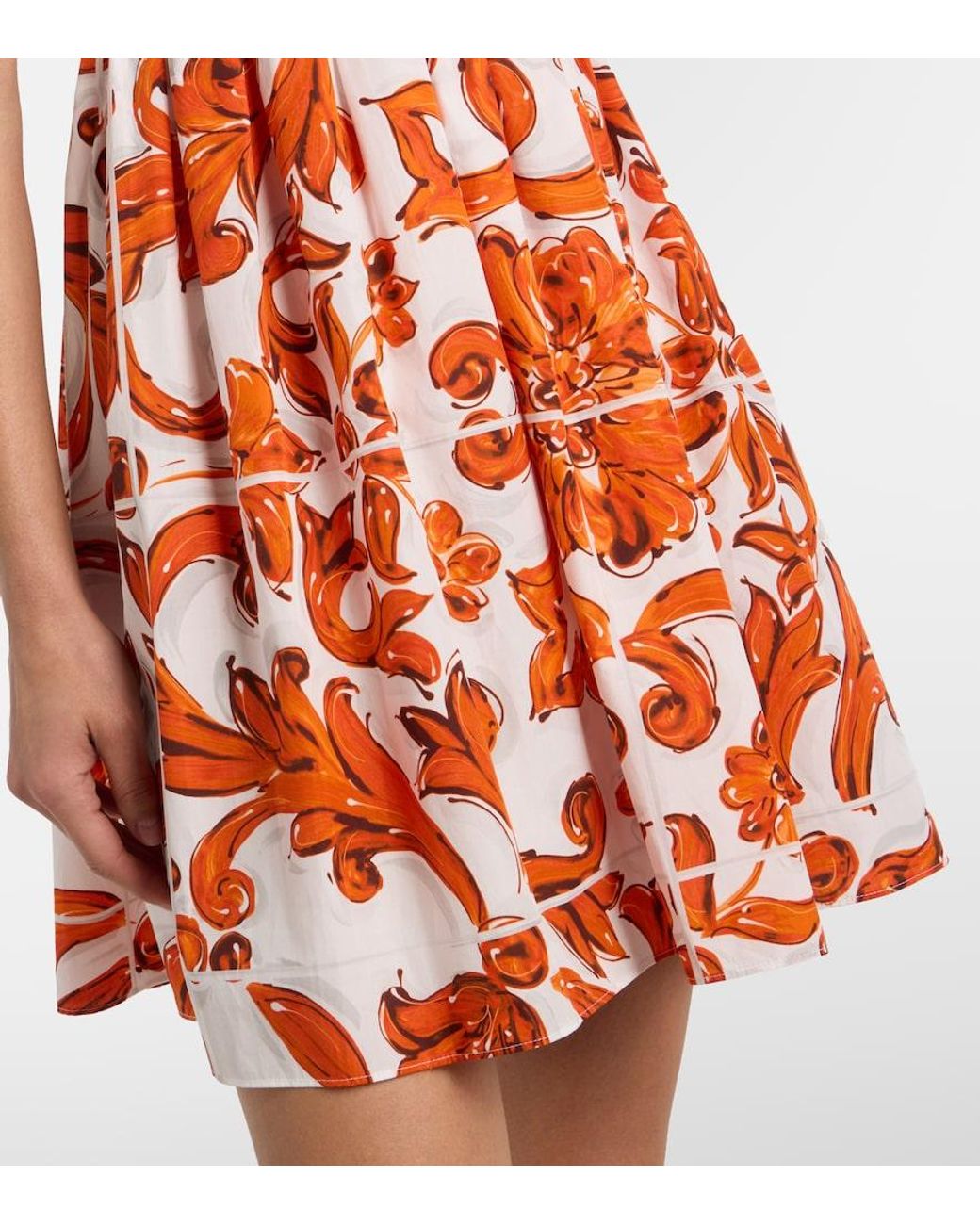 Dolce & Gabbana Red Majolica Cotton Poplin Minidress