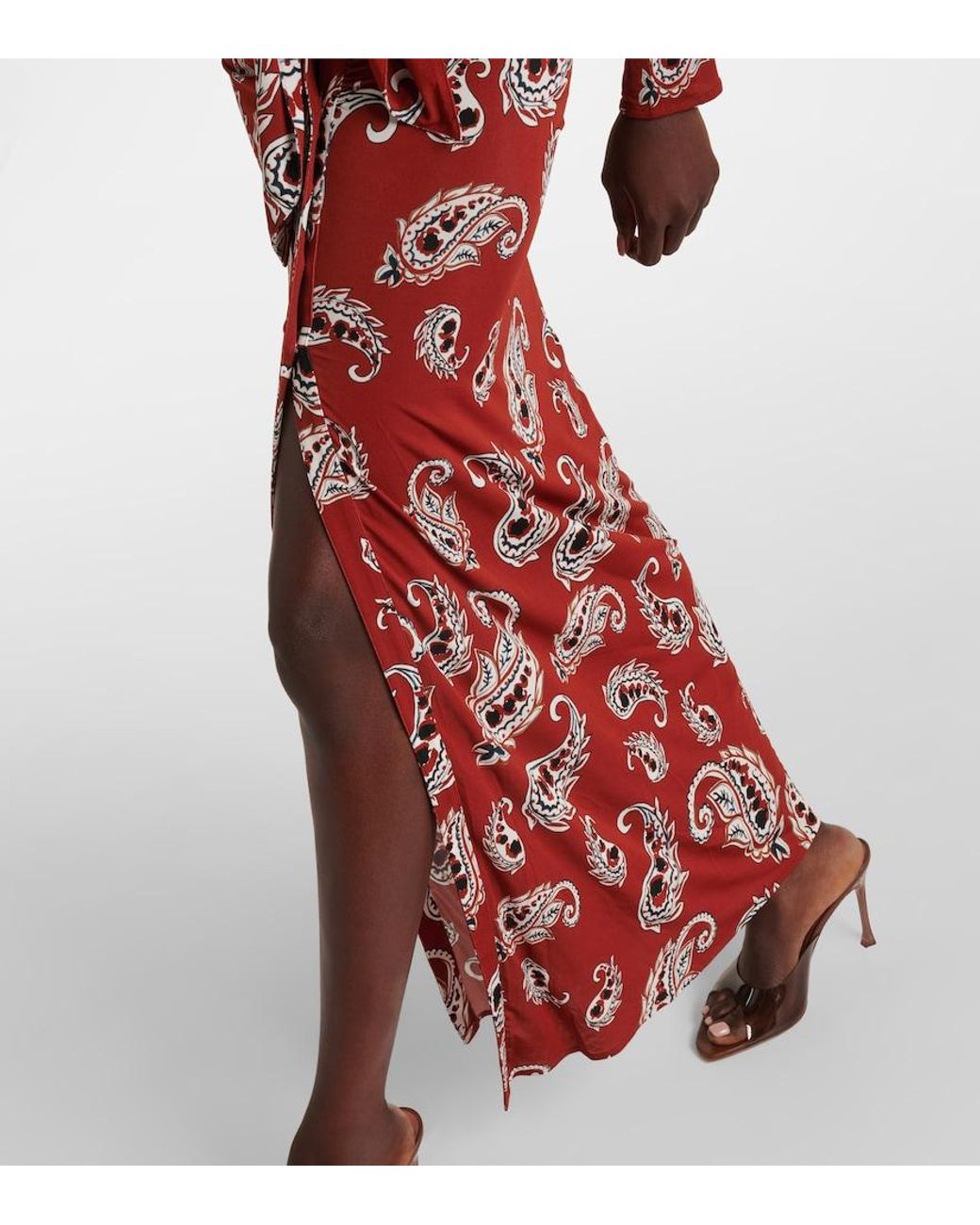 Rabanne Red Paisley Jersey Maxi Skirt