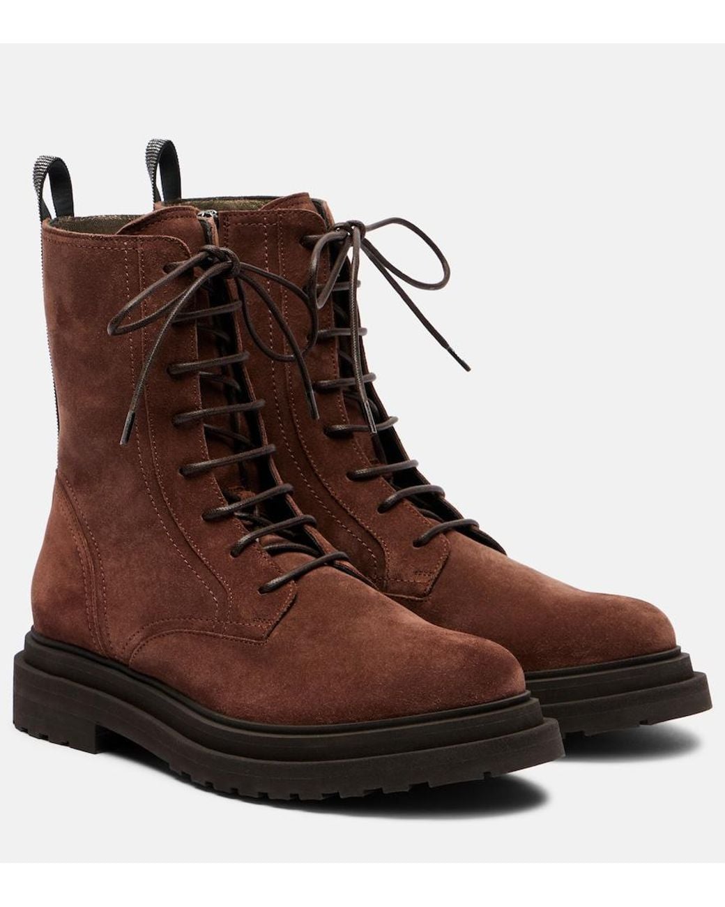 Brunello Cucinelli Brown Monili Suede Ankle Boots