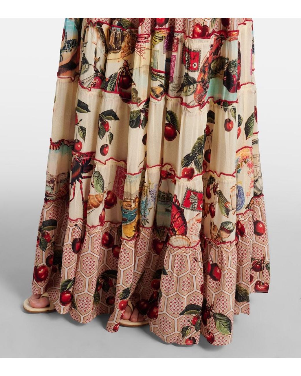 Camilla Red Notes From The Road Printed Silk Maxi Skirt