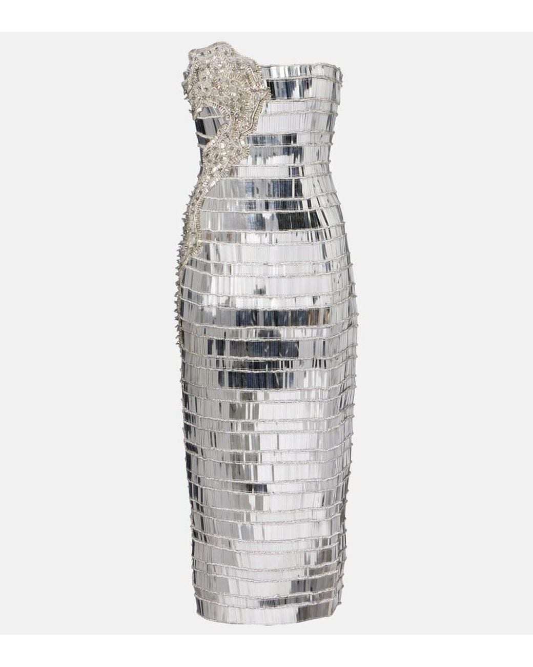 Rachel Gilbert Metallic Ariel Embellished Bustier Gown