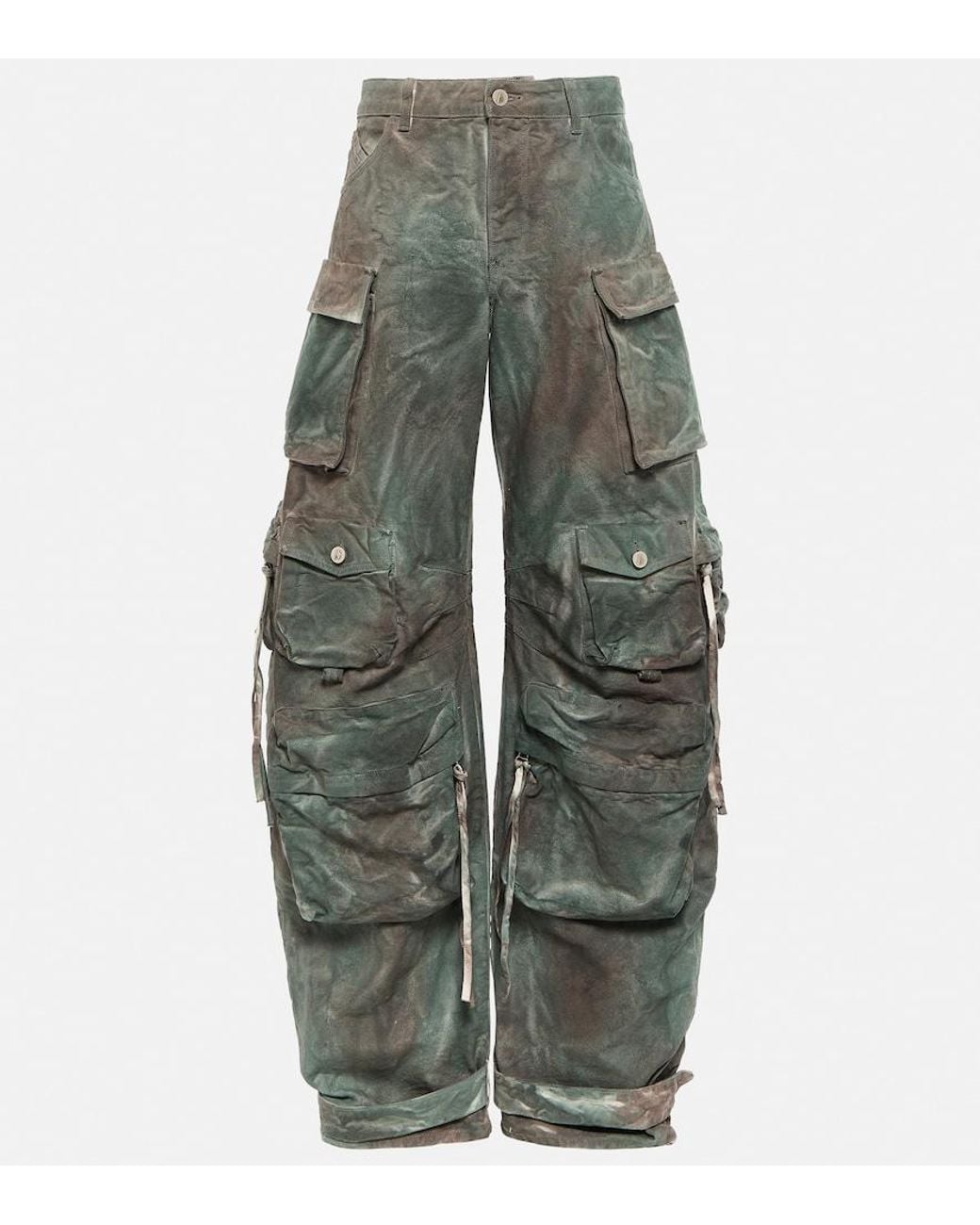 The Attico Gray Fern Oversized Denim Cargo Pants